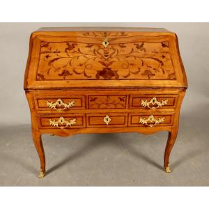 Grenoble-style Slant-front Desk In Cherry Wood, 18th Century 