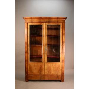 Mahogany Glass-fronted Bookcase, Restoration Period, 19th Century