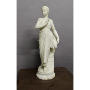 Statue de marbre blanc la Glaneuse ateliers Pugi (c 1850-1915)