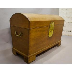 19th Century Oak Chest With Domed Top, On Casters 