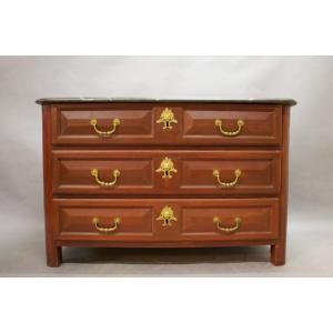 Louis XIV Painted Chest Of Drawers With Faux Marble Top