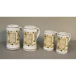 Set Of 4 Beer Mugs With H Chassagnac Beer Recipe