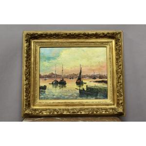 Oil On Panel, Seascape By Rj Bizet (1922–2015)