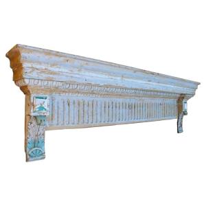 19th-century Wood Paneling Element, 2.42 Meters Long