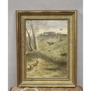 19th-century Oil On Canvas Depicting A Rural Scene