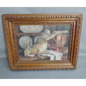 Nature Morte Au Lièvre dans un Cadre Noyer