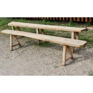 Pair Of Benches (244 Cm Long And 233 Cm Long)