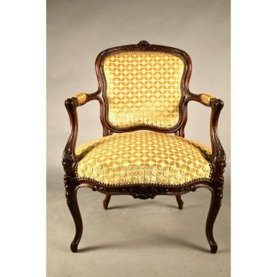 Fauteuil Cabriolet De Style Louis XV, d'époque Milieu XIXème