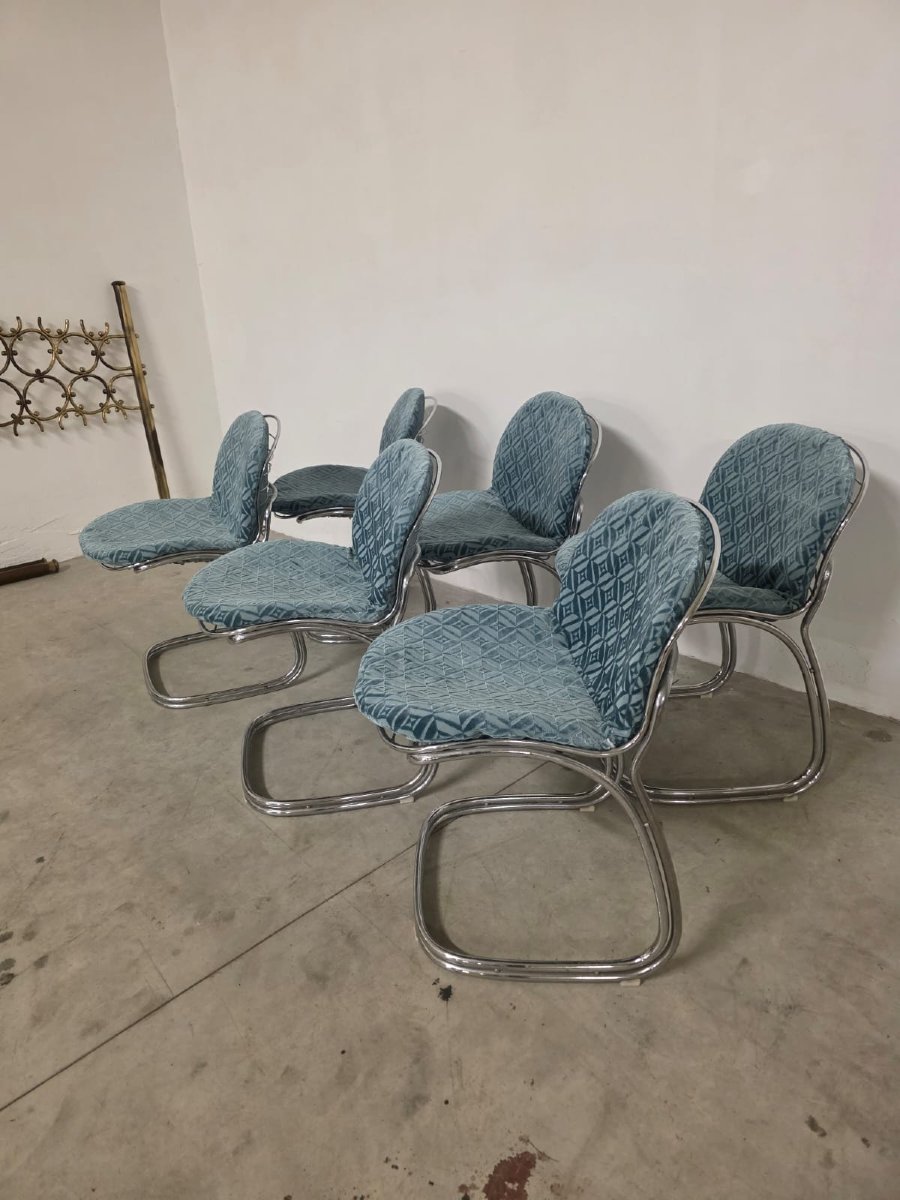 Six Chaises Modèle Sabrina De Gastone Rinaldi.-photo-3
