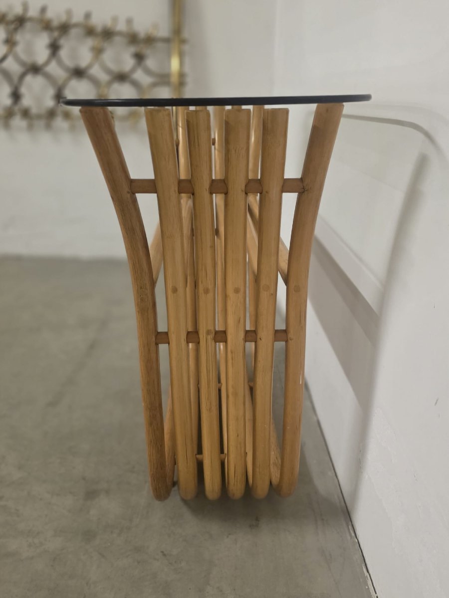 Console en bambou avec miroir.-photo-2