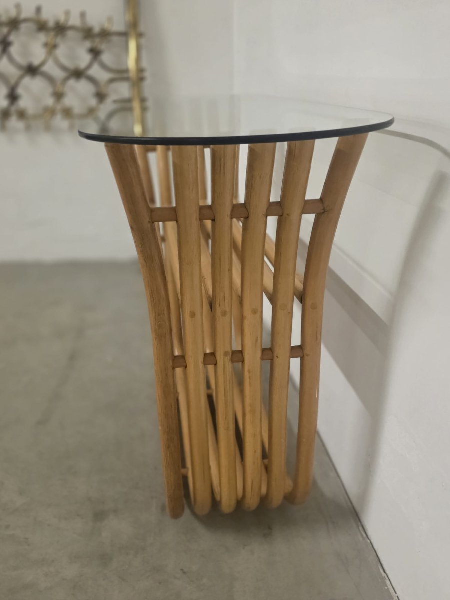 Console en bambou avec miroir.-photo-3