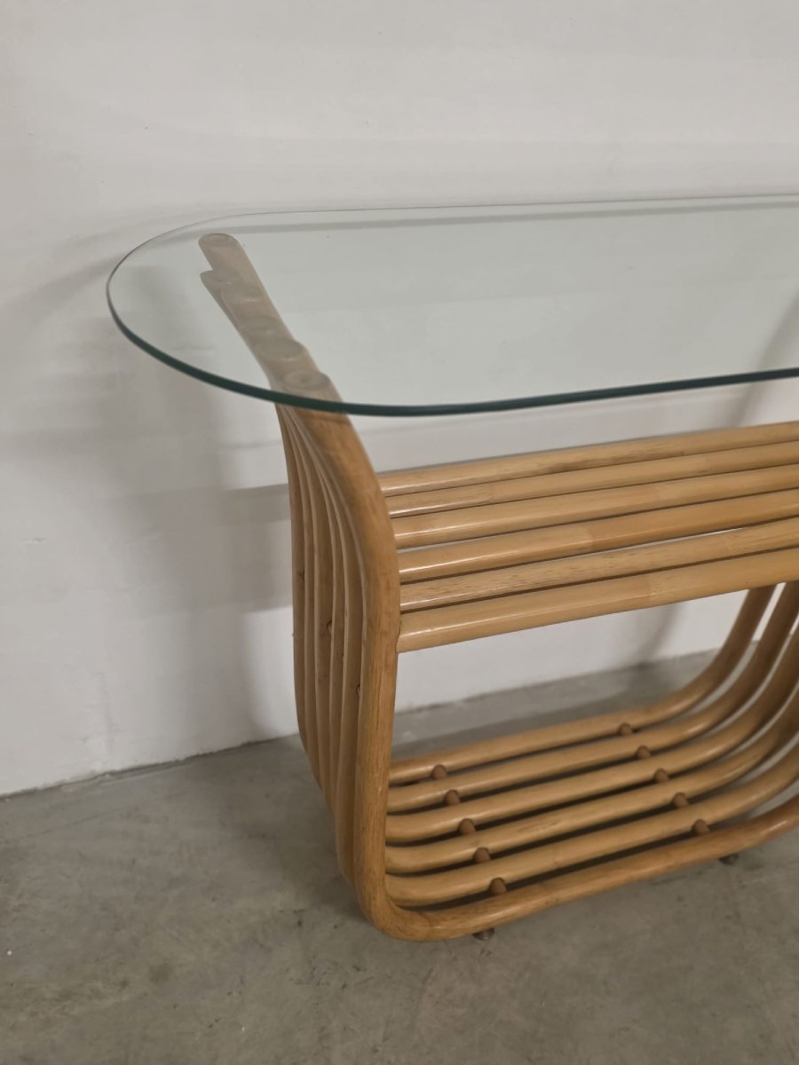 Console en bambou avec miroir.-photo-4