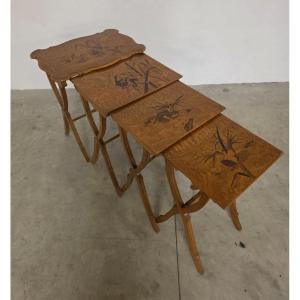 Nesting Tables Attributed To Emille Gallè  Set Of 4 Nesting Tables.