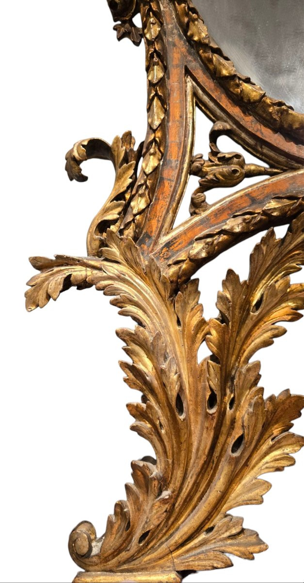 Large Mirror, Naples/rome, 18th Century, Carved And Gilded.-photo-2