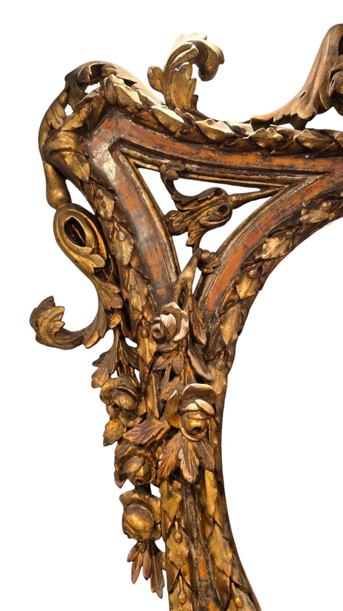 Large Mirror, Naples/rome, 18th Century, Carved And Gilded.-photo-5