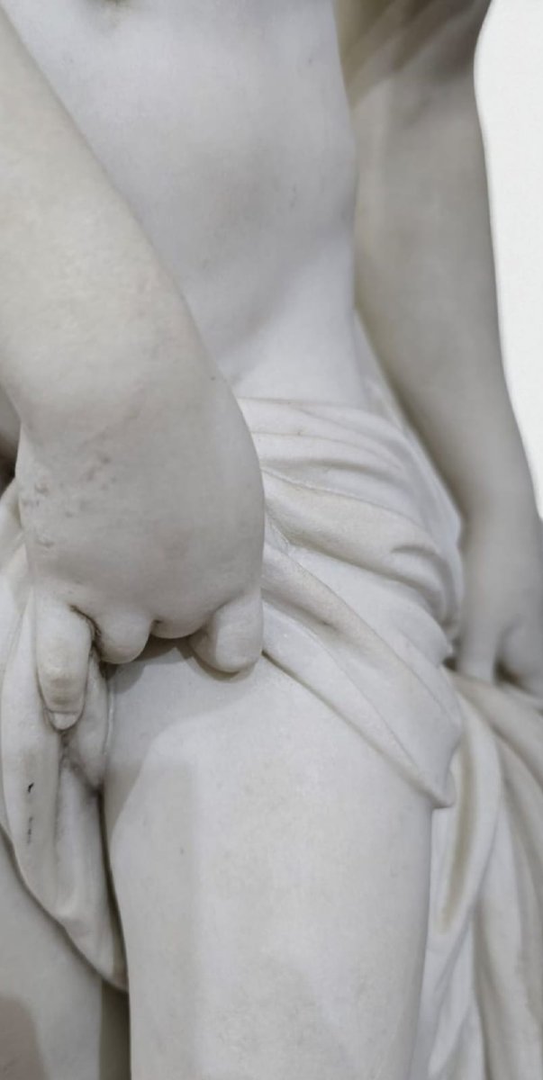 White Statuary Marble Sculpture,  19th Century. "venus" By Falconet (1716-1791)-photo-2