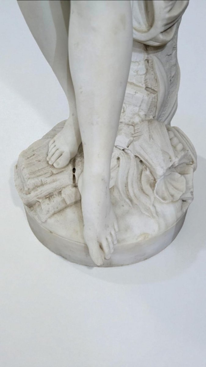White Statuary Marble Sculpture,  19th Century. "venus" By Falconet (1716-1791)-photo-3