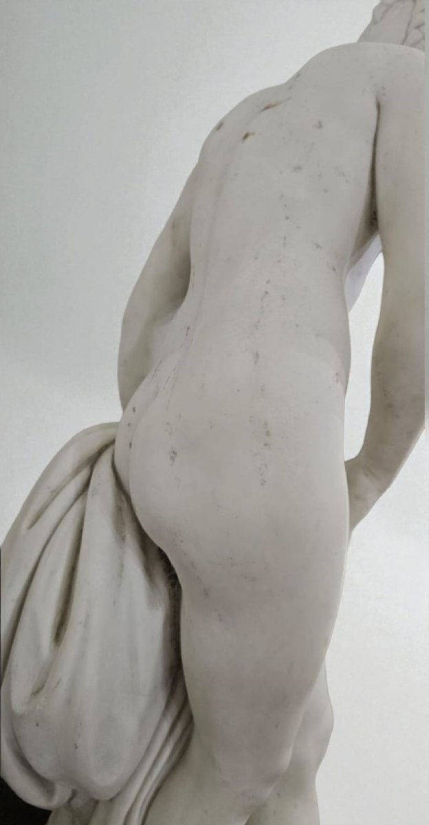 White Statuary Marble Sculpture,  19th Century. "venus" By Falconet (1716-1791)-photo-3