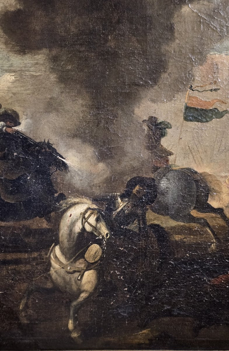 Scène de bataille du XVIIe siècle. "Affrontement de cavalerie"-photo-4
