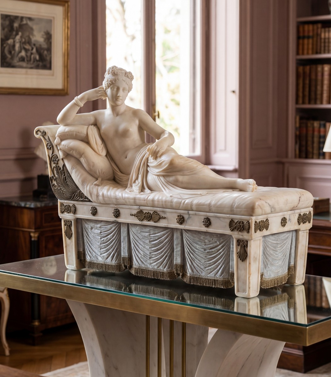 Portrait de Pauline Borghèse en Vénus, marbre et bronze, fin du XIXe siècle