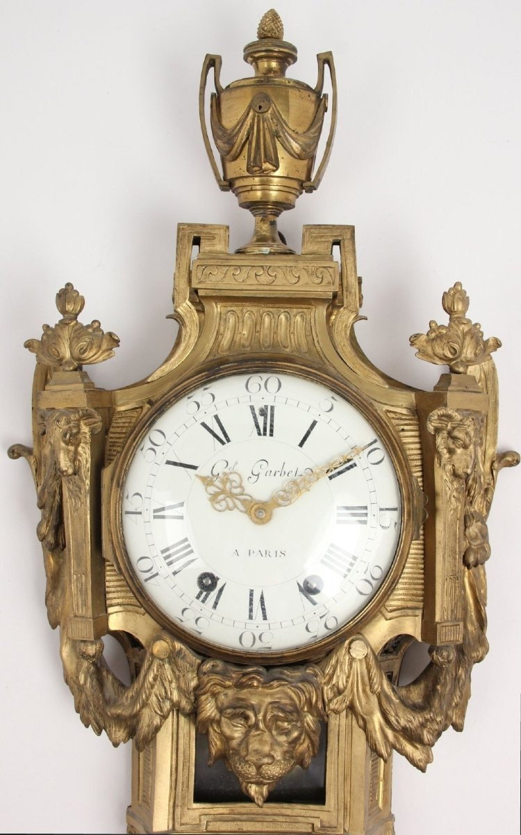 Pendule Cartel d'époque Louis XVI. Jean-Charles Delafosse. En bronze dorè, XVIIIéme-photo-2