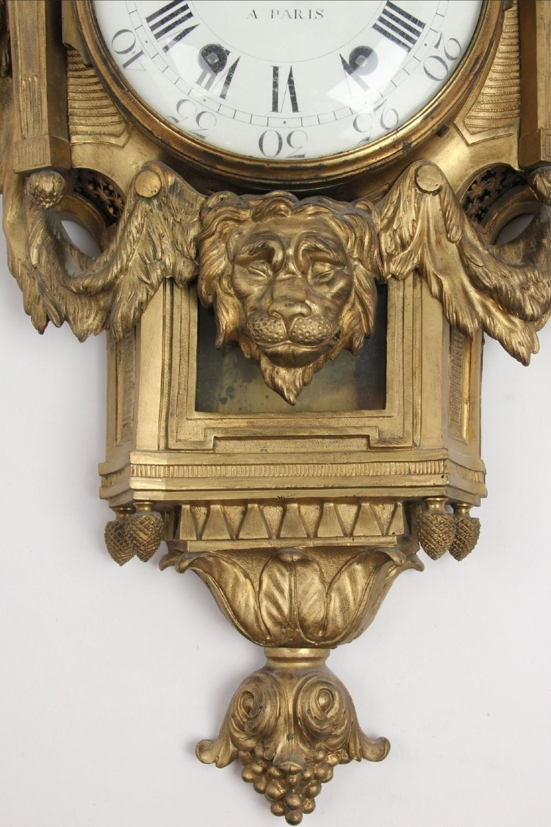 Pendule Cartel d'époque Louis XVI. Jean-Charles Delafosse. En bronze dorè, XVIIIéme-photo-4