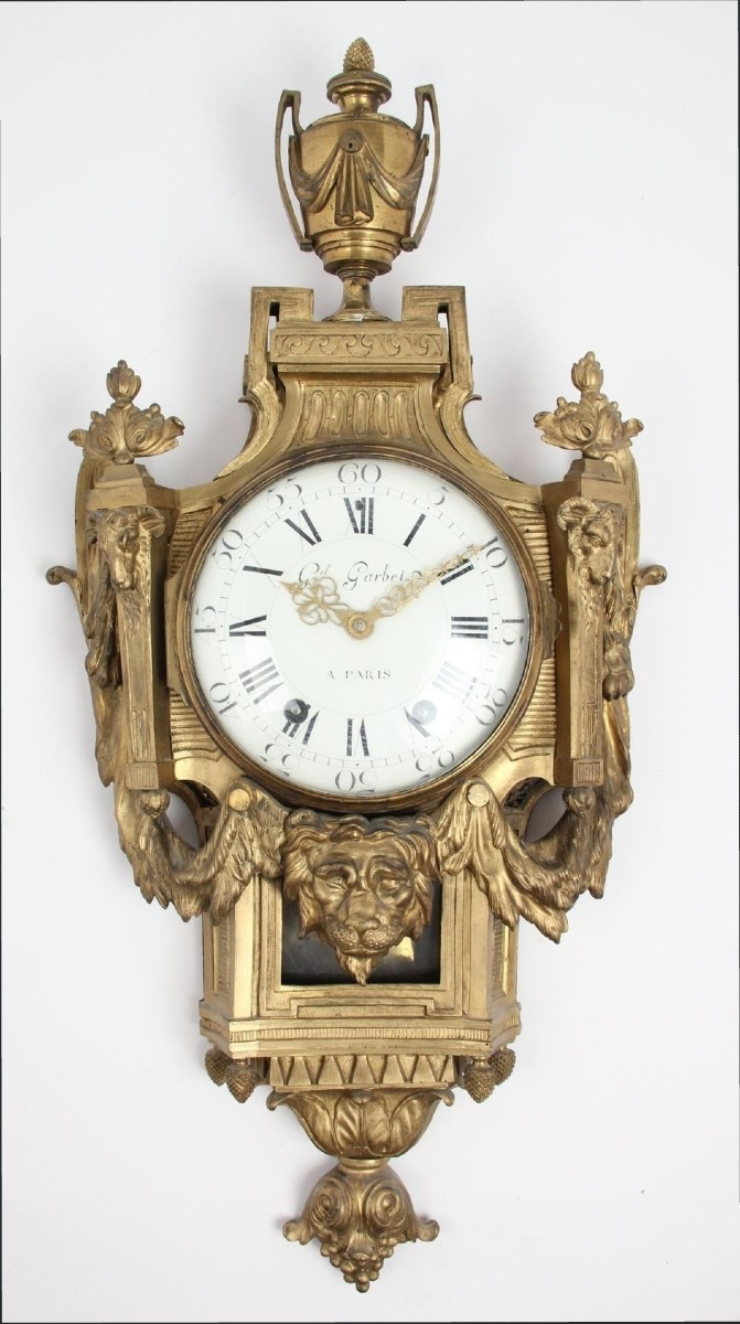 Pendule Cartel d'époque Louis XVI. Jean-Charles Delafosse. En bronze dorè, XVIIIéme