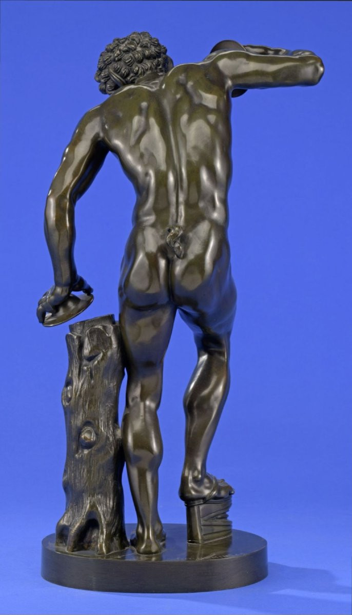 Sculpture "Faune aux cymbales" en bronze, XIXe siècle, signée Duchemin-photo-3