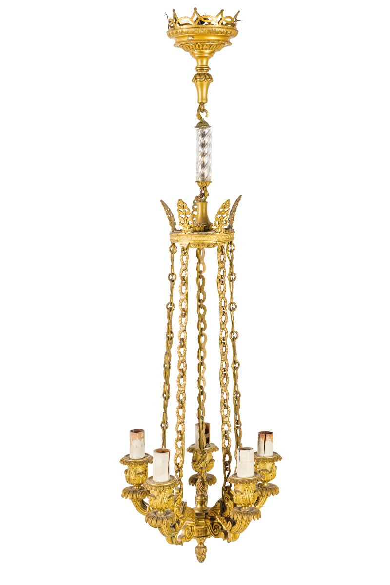 LUSTRE EN BRONZE ET CRISTAL, Charles X, XIXE SIÈCLE