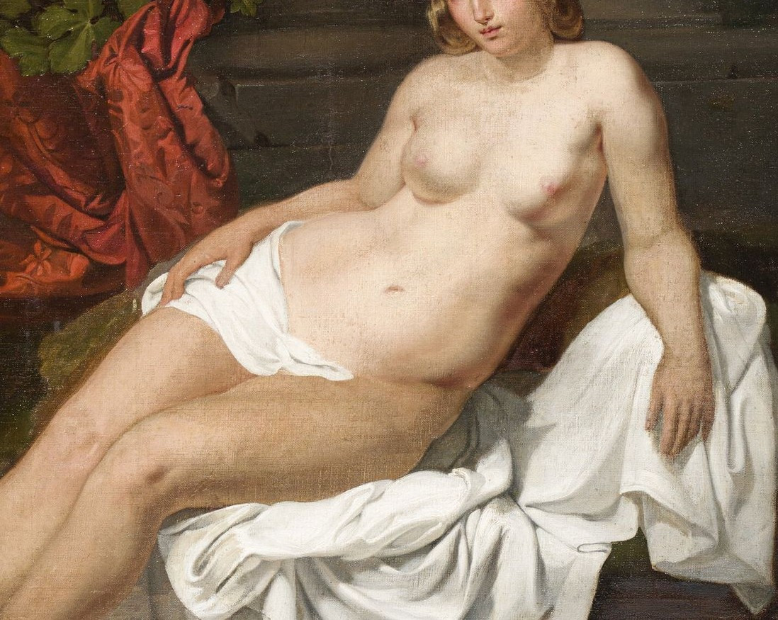 Peinture néoclassique, "Vénus au bain", fin du XVIIIe/début du XIXe siècle, Huile sur Toile-photo-2