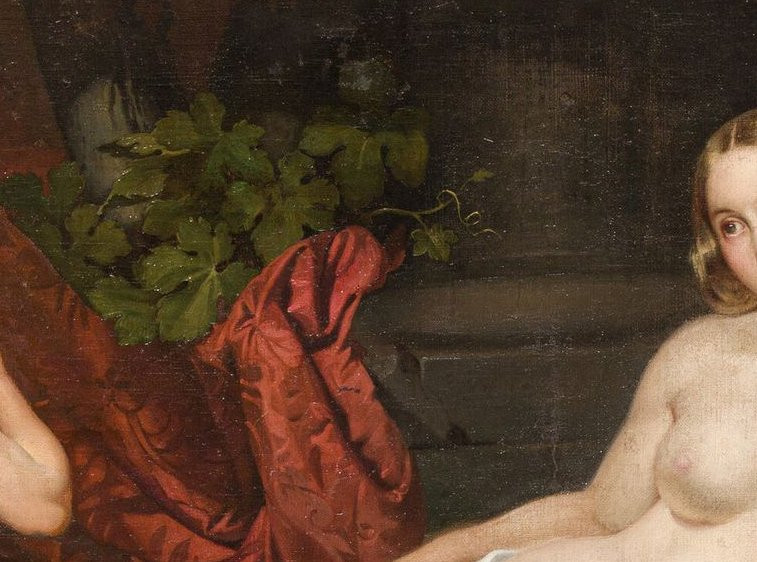 Peinture néoclassique, "Vénus au bain", fin du XVIIIe/début du XIXe siècle, Huile sur Toile-photo-1