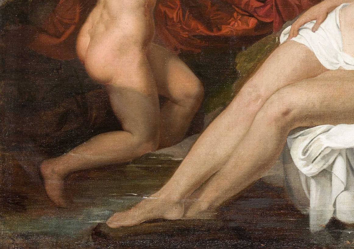 Peinture néoclassique, "Vénus au bain", fin du XVIIIe/début du XIXe siècle, Huile sur Toile-photo-2