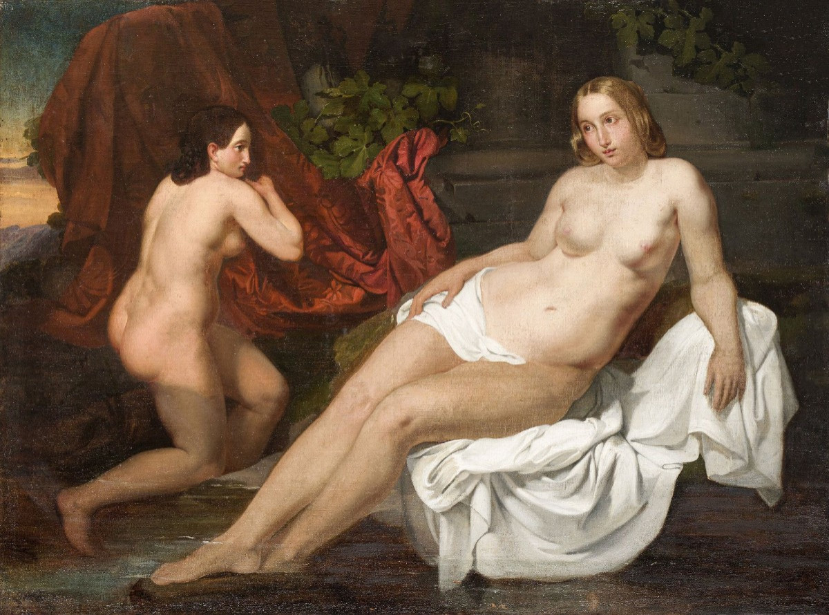 Peinture néoclassique, "Vénus au bain", fin du XVIIIe/début du XIXe siècle, Huile sur Toile