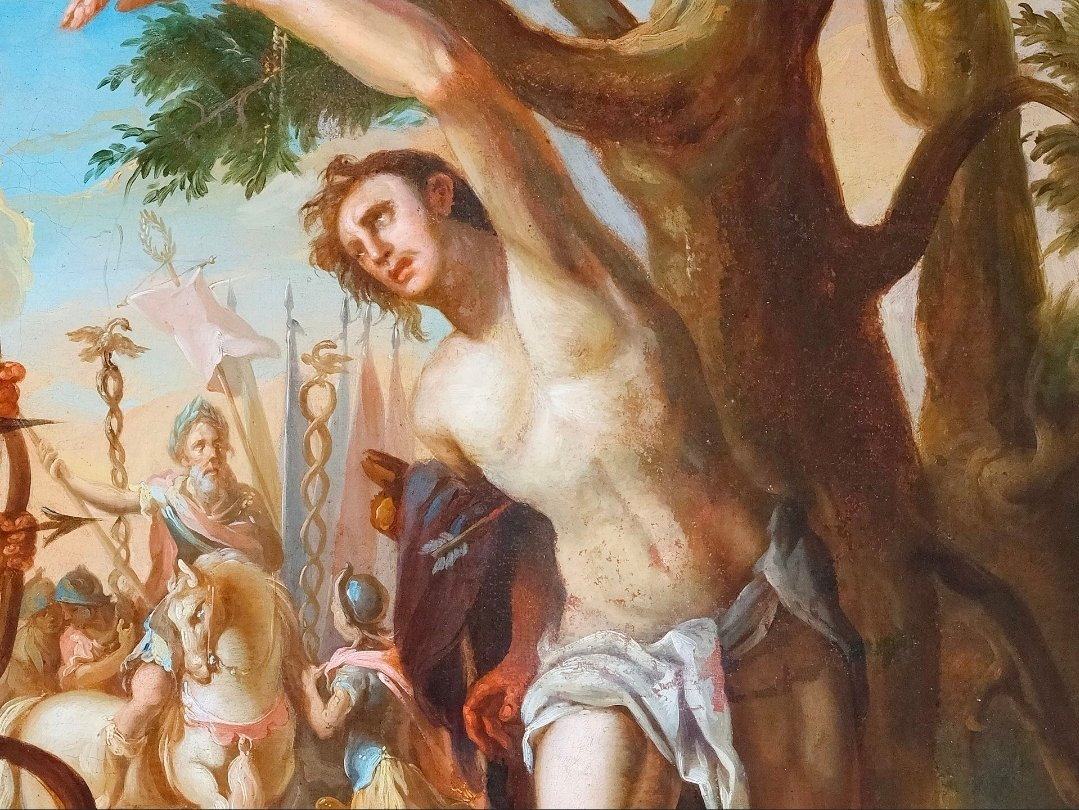 Saint Sebastian, 17th Century, Oil On Canvas-photo-1