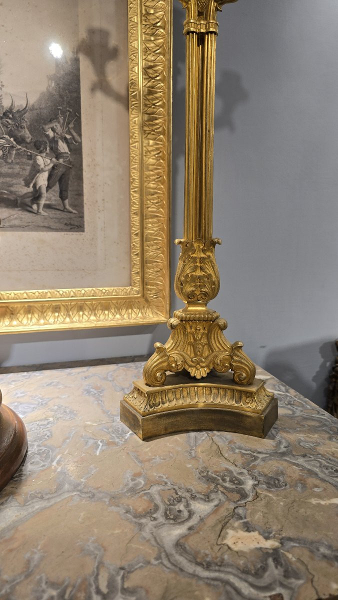 Grande paire de candelabres en bronze doré , XIXe siècle-photo-7