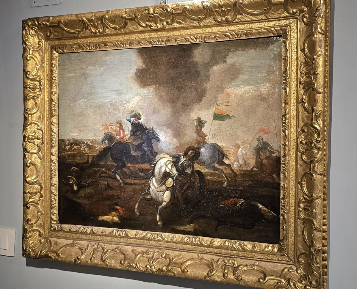 Scène de bataille du XVIIe siècle. "Affrontement de cavalerie"-photo-3