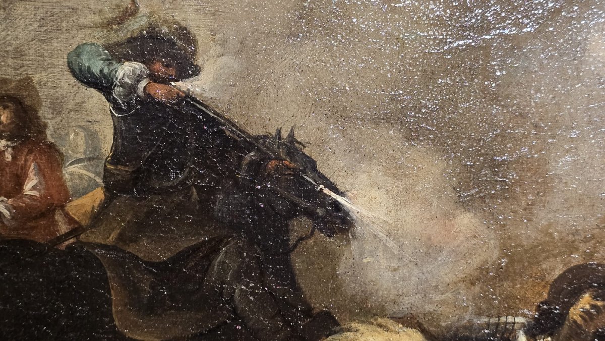 Scène de bataille du XVIIe siècle. "Affrontement de cavalerie"-photo-1