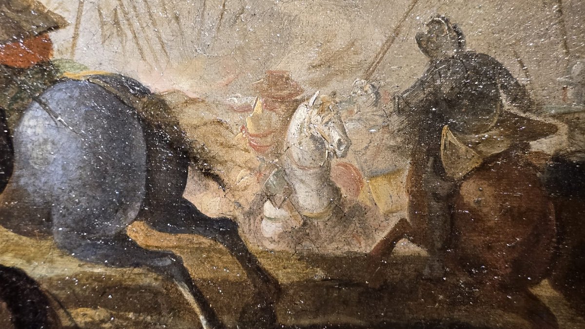 Scène de bataille du XVIIe siècle. "Affrontement de cavalerie"-photo-2
