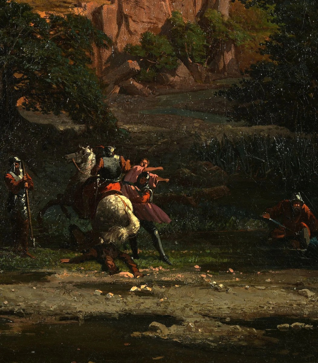 Alessandro LA VOLPE (1820 ca. - 1887) Paysage avec ruins, Huile sur toile. Signé et datè 1859-photo-3