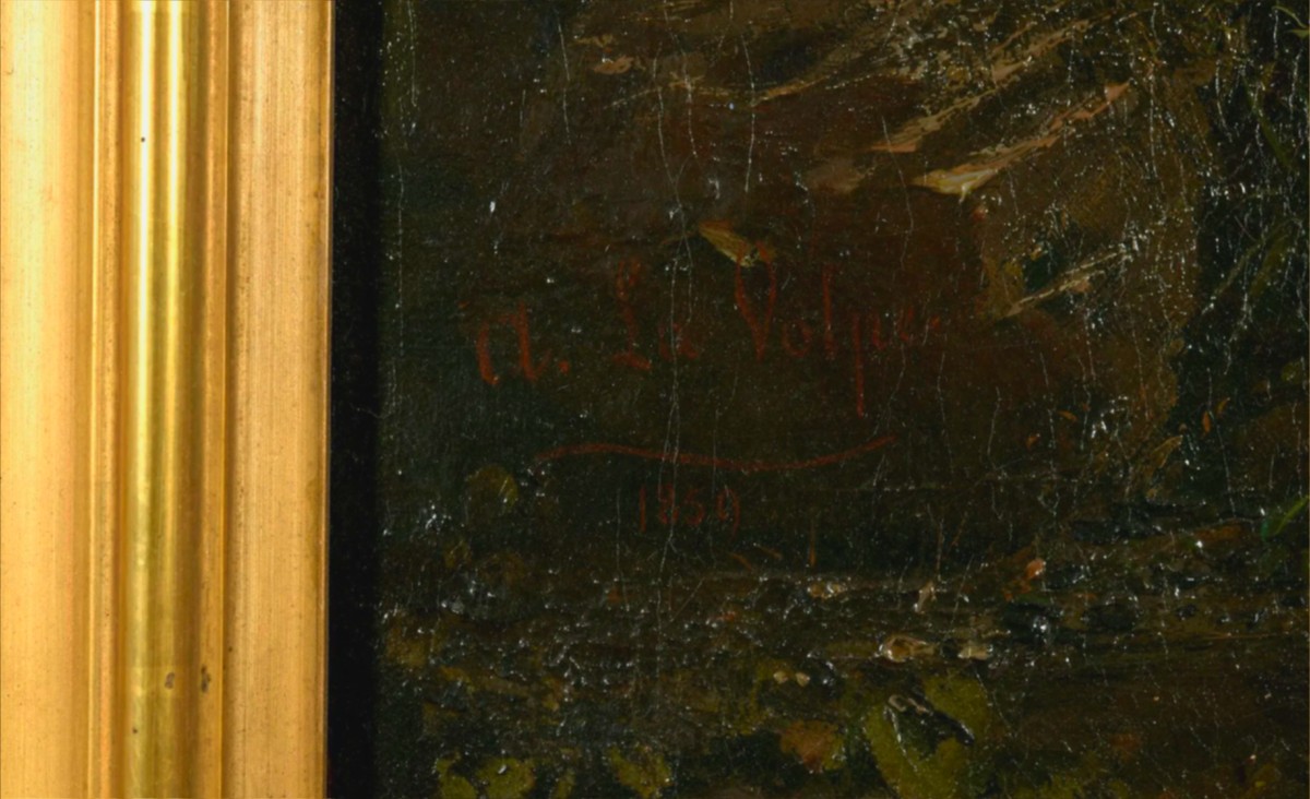 Alessandro LA VOLPE (1820 ca. - 1887) Paysage avec ruins, Huile sur toile. Signé et datè 1859-photo-4