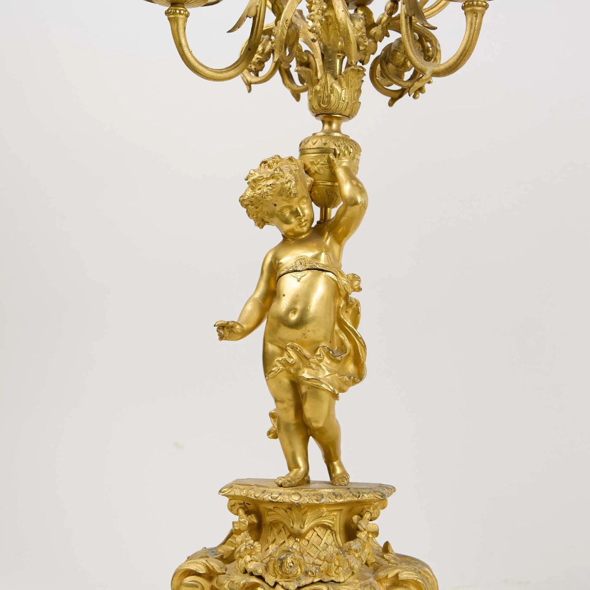 Paire de candélabres à six lumières, en bronze doré, Napoléon III, XIXe siècle-photo-4