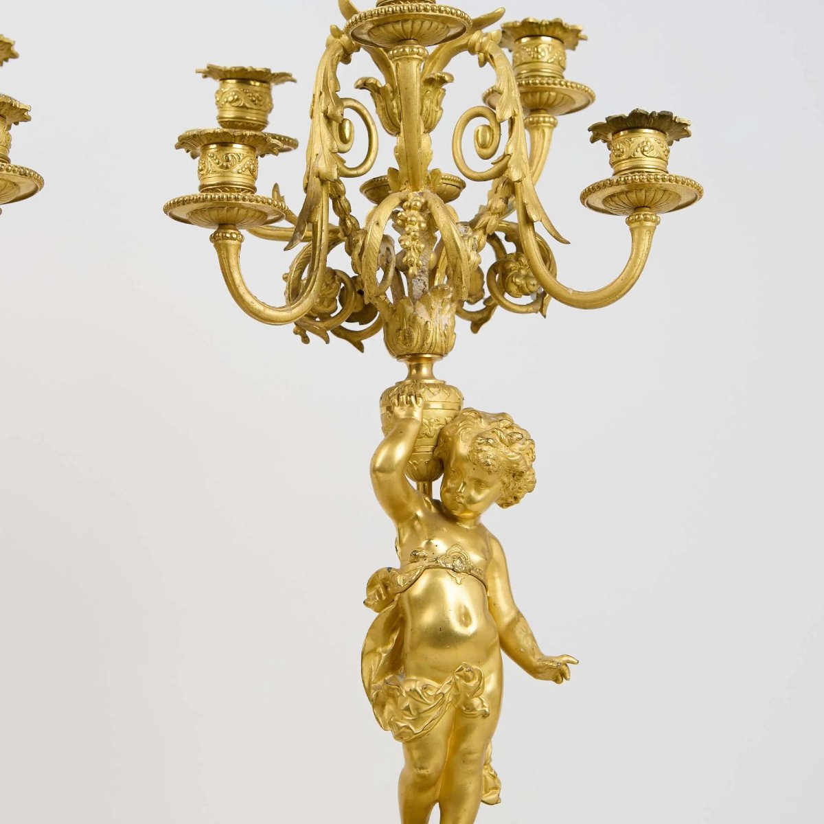 Paire de candélabres à six lumières, en bronze doré, Napoléon III, XIXe siècle-photo-5