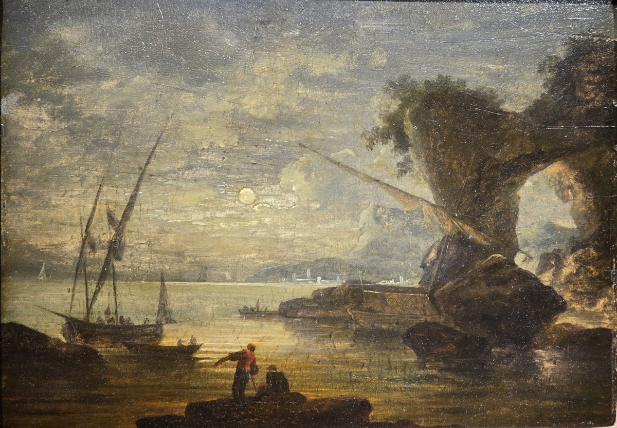 Painting, Oil On Panel, Souvenir Of Naples, Pierre-jacques Volaire, 19th Century-photo-2