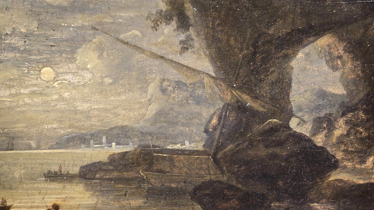 Painting, Oil On Panel, Souvenir Of Naples, Pierre-jacques Volaire, 19th Century-photo-2