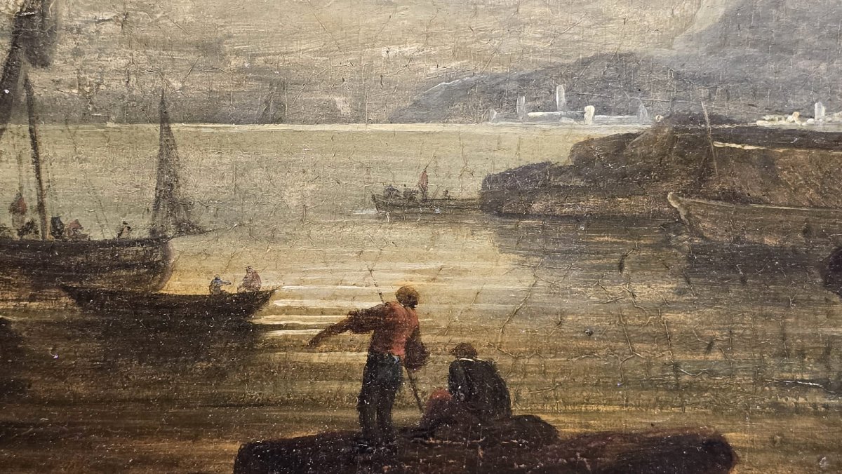 Painting, Oil On Panel, Souvenir Of Naples, Pierre-jacques Volaire, 19th Century-photo-3