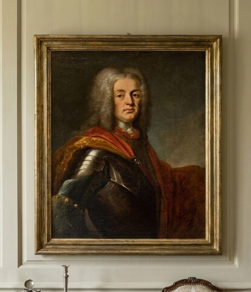 Portrait Of A Dignitary In Armor, Oil On Canvas, Late 17th/early 18th Century.-photo-2