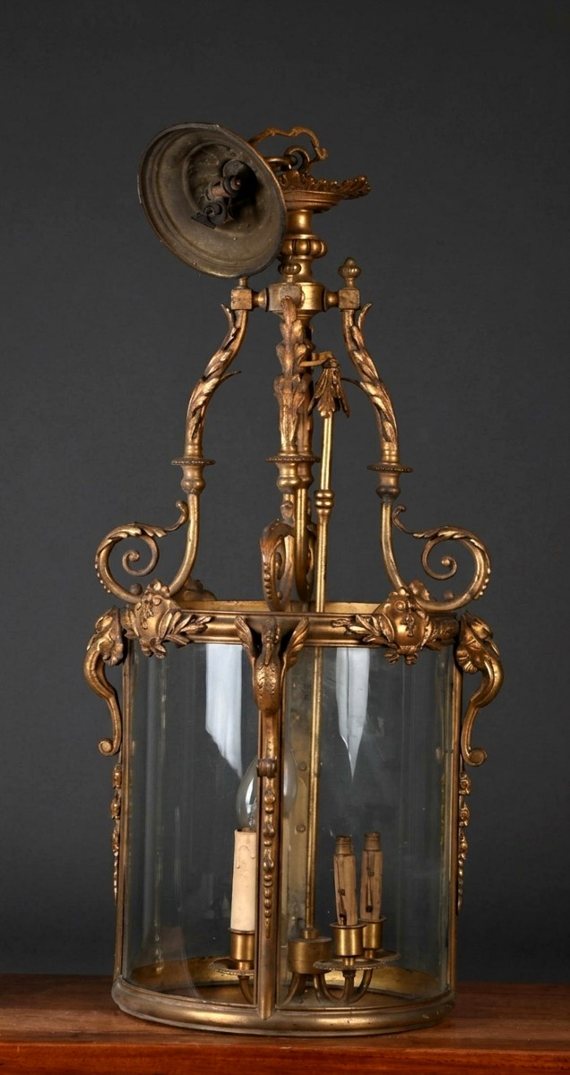 Lanterne d'entrée, Bronze dorè, Nap III, fin du XIX/début XXème