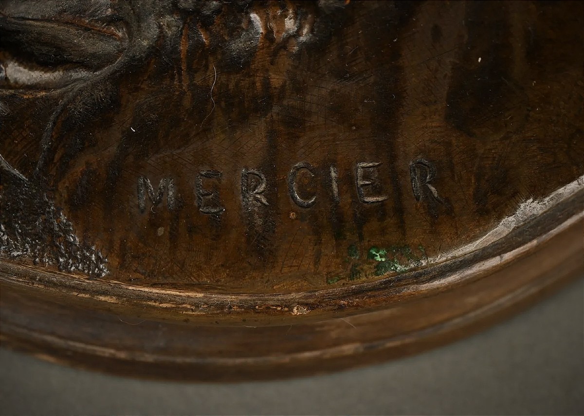 Léda et le Cygne, bronze signé Mercier. Fin du XIXe siècle.-photo-4