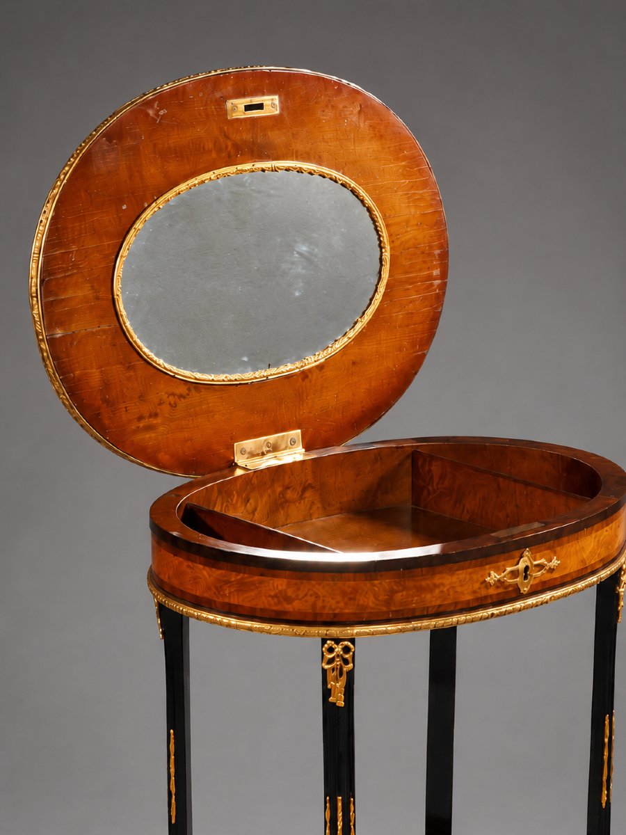 Napoleon III-style Center Table, Mahogany, Marquetry, And Gilded Bronze, Late 19th Century-photo-4