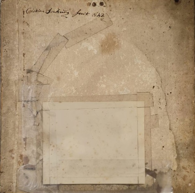Saint Joseph avec l’Enfant Jésus, peinture sous verre, cadre en bois doré, 1842-photo-2
